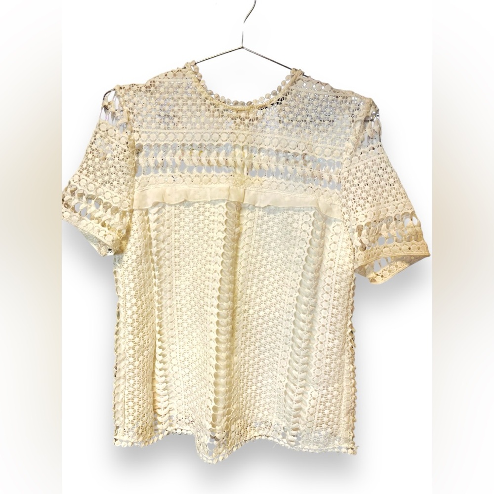 Aqua white pintelle top size small - Picture 7 of 10